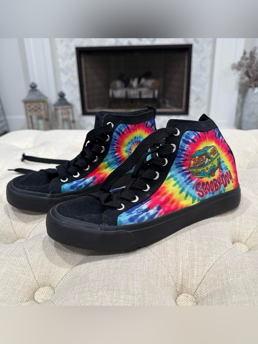DC Tie-Dye High-Top Sneakers with Scooby-Doo Van Graphic - Black Trim